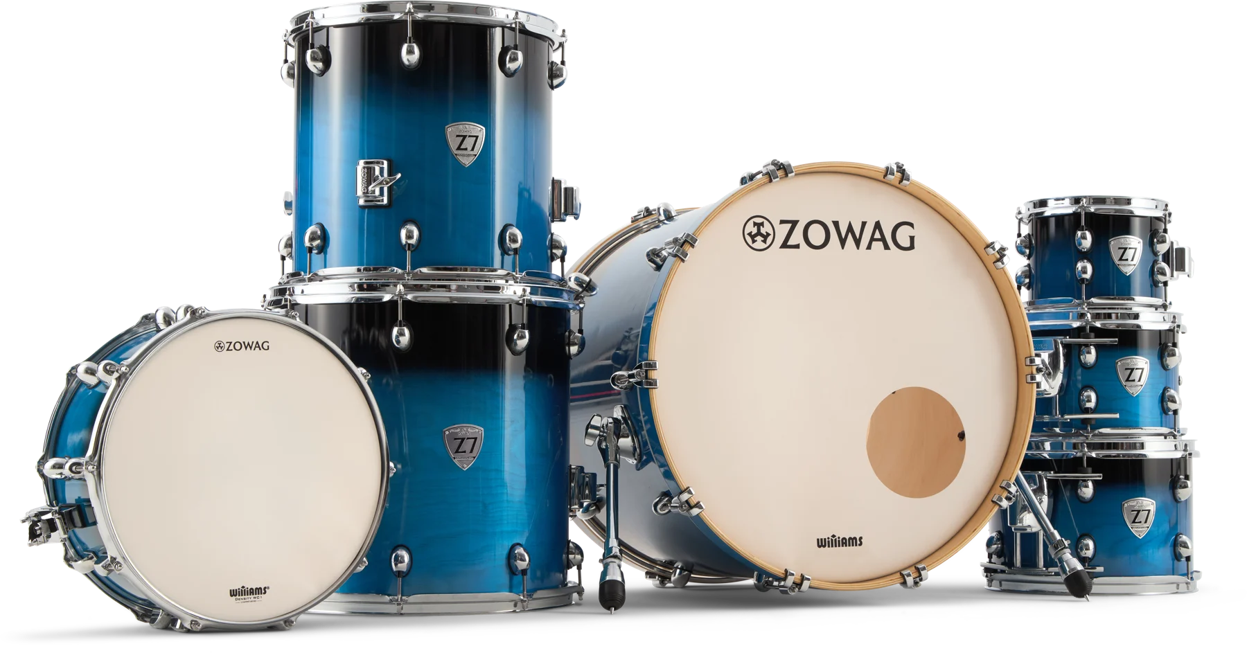 Zowag Z7 Series 6-ply premium maple drum shell pack in blue lacquer finish